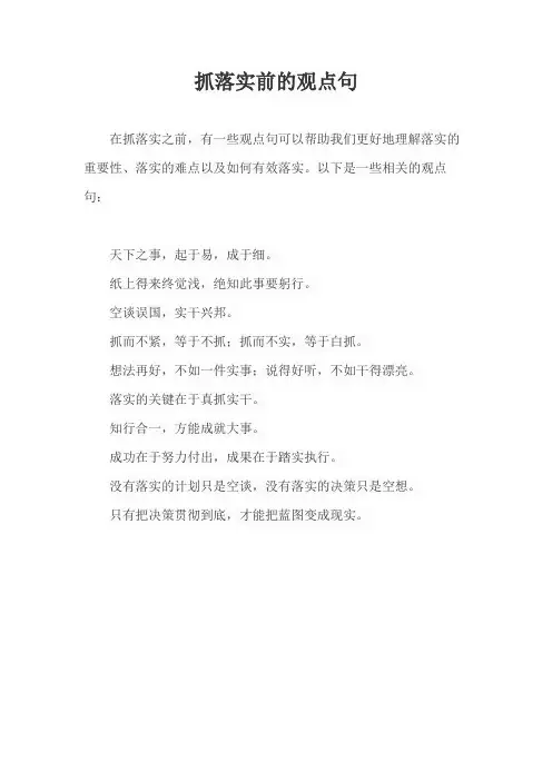 抓落实前的观点句