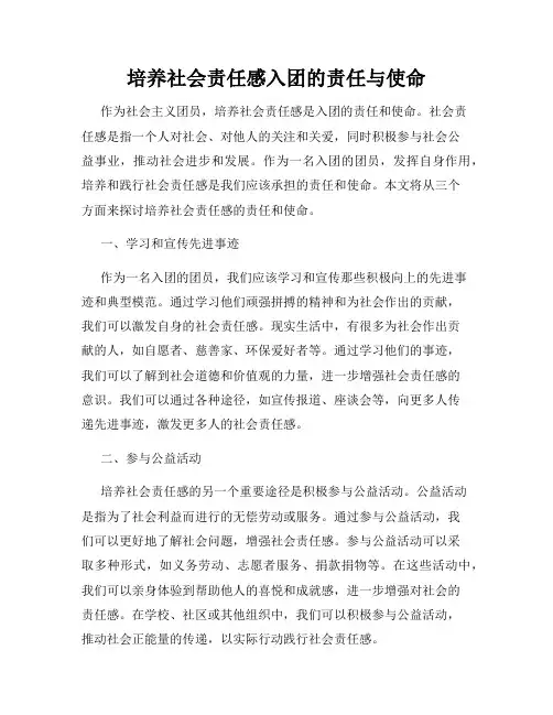 培养社会责任感入团的责任与使命