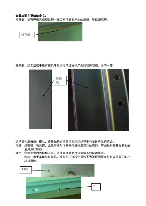 金属表面主要缺陷定义