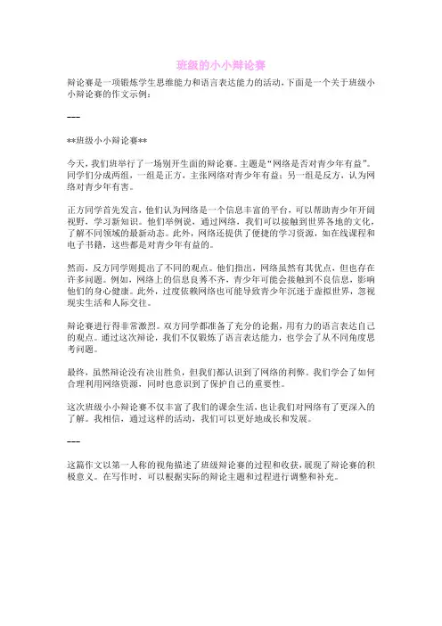 班级的小小辩论赛