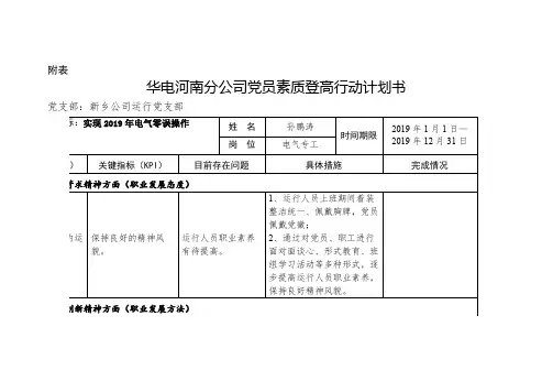党员素质登高行动计划书(孙鹏涛)