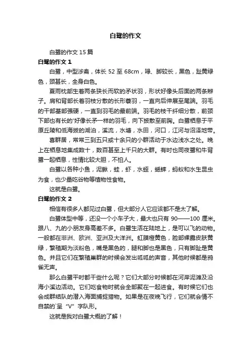 白鹭的作文15篇