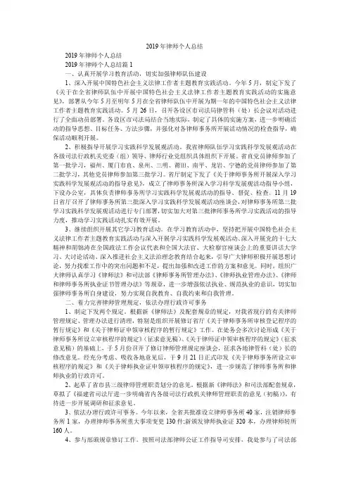 2019年律师个人总结