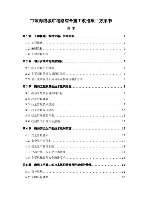 市政海绵城市道路综合施工改造项目方案书