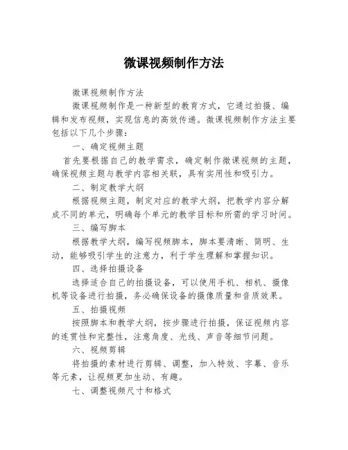 微课视频制作方法