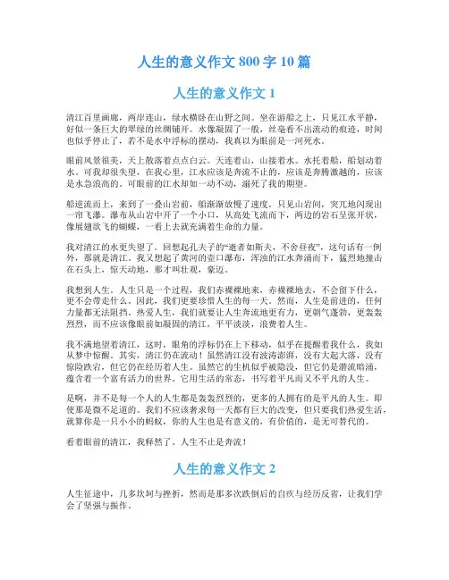 人生的意义作文800字10篇