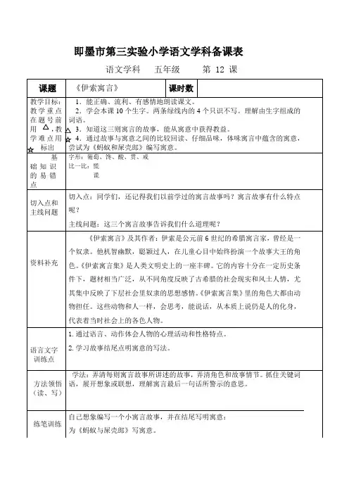 12.伊索寓言