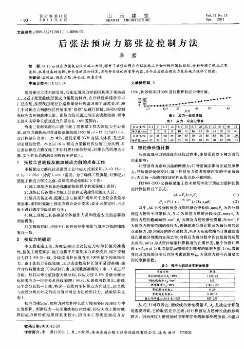 后张法预应力筋张拉控制方法