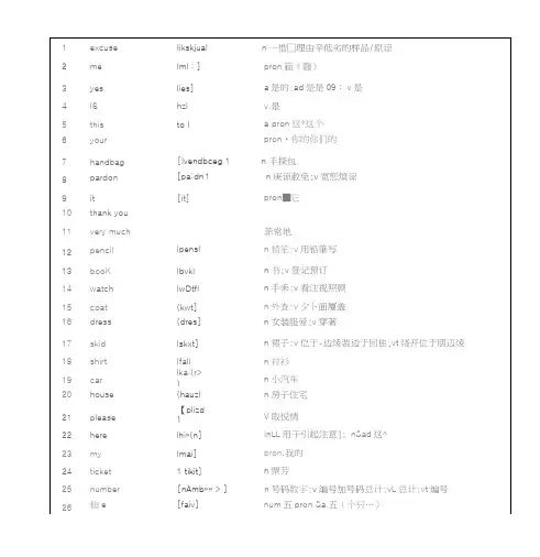 新概念英语第一册单词表(_完整版)