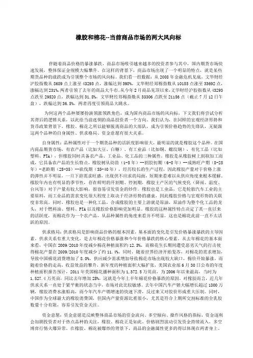 期货分析之橡胶和棉花