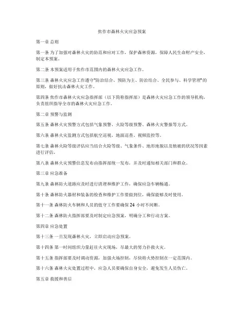 焦作市森林火灾应急预案