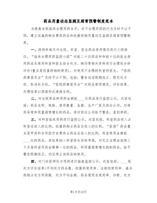 药品用量动态监测及超常预警制度范本(2篇)