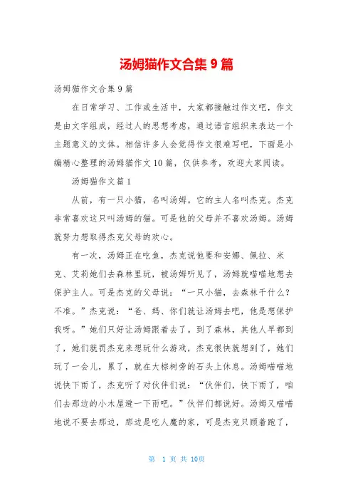 汤姆猫作文合集9篇