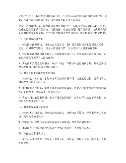 能源政策论坛发言稿范文