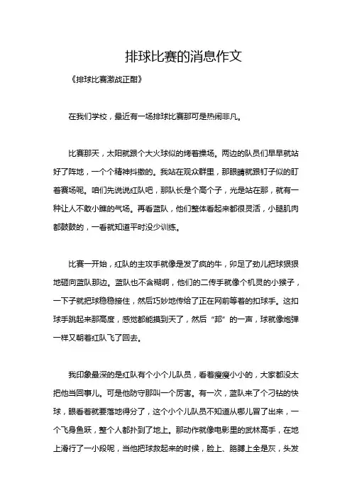 排球比赛的消息作文