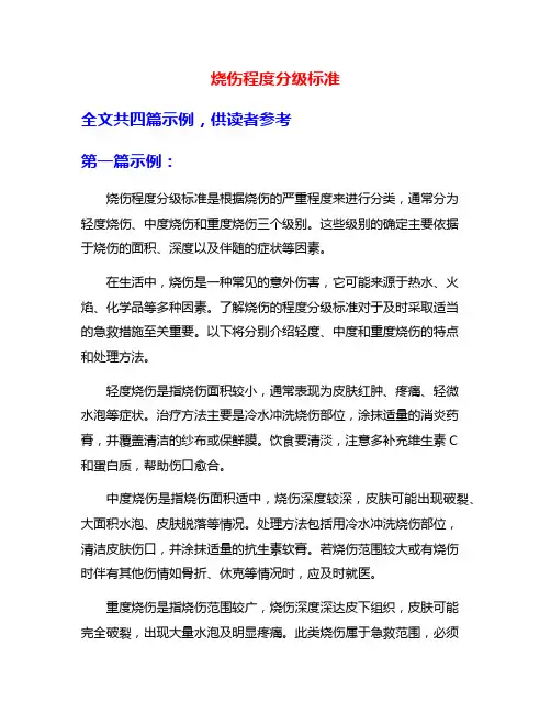 烧伤程度分级标准