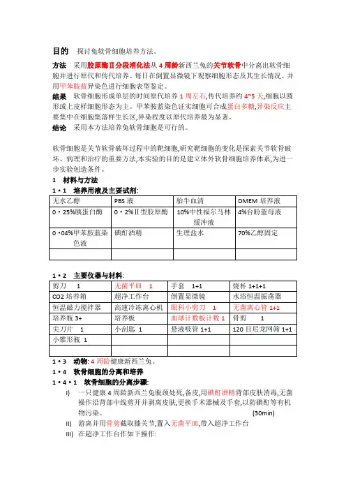 兔软骨细胞的分离