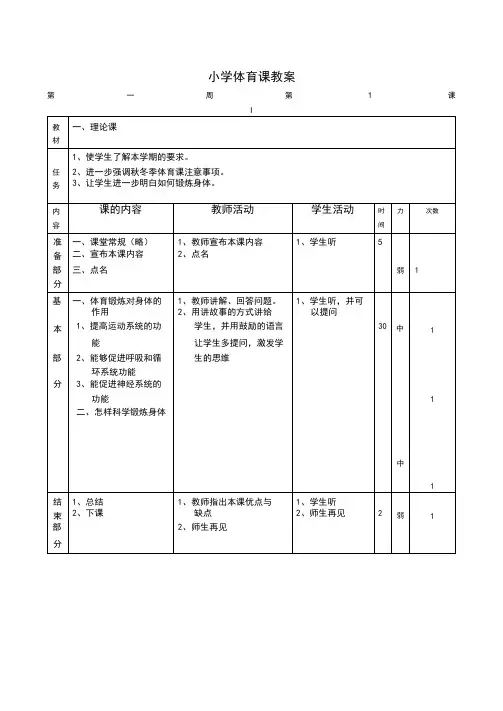 小学体育五六年级教案(超好)
