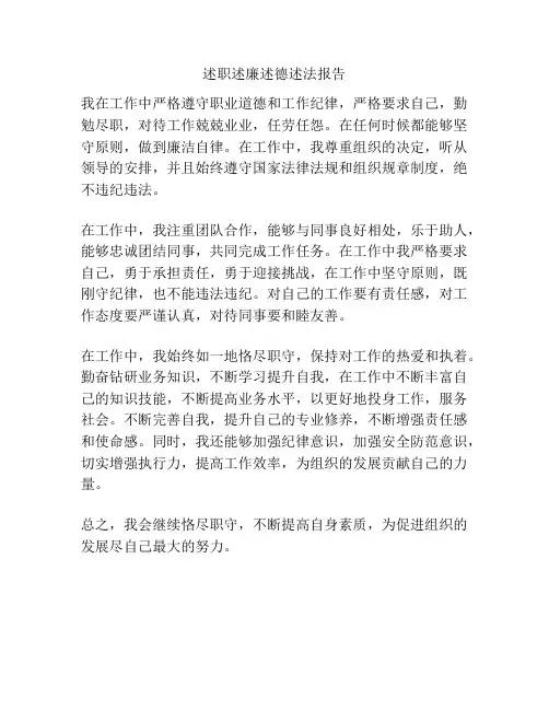述职述廉述德述法报告
