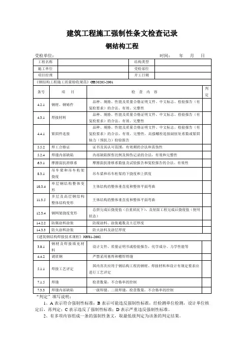 强制性条文检查记录