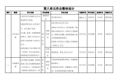 第八单元(作业设计)-【大单元教学】六年级语文上册同步备课系列(统编版)