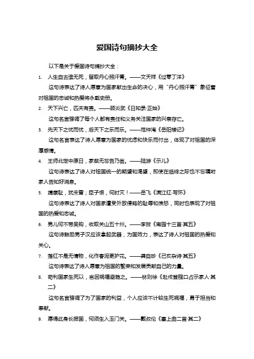 爱国诗句摘抄大全