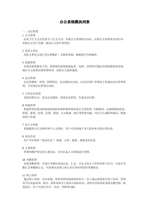 办公系统模块功能介绍