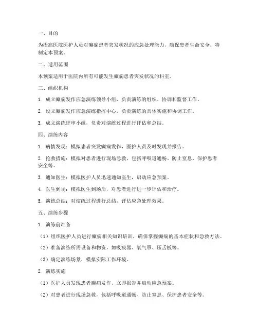 癫疯发作应急演练预案
