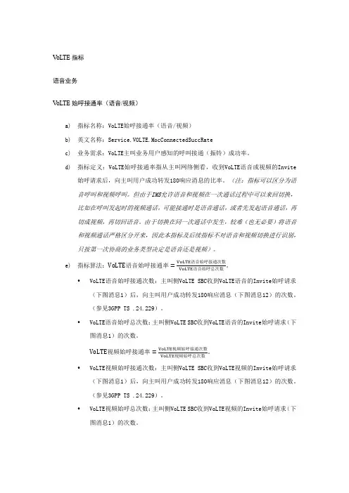 volte指标定义