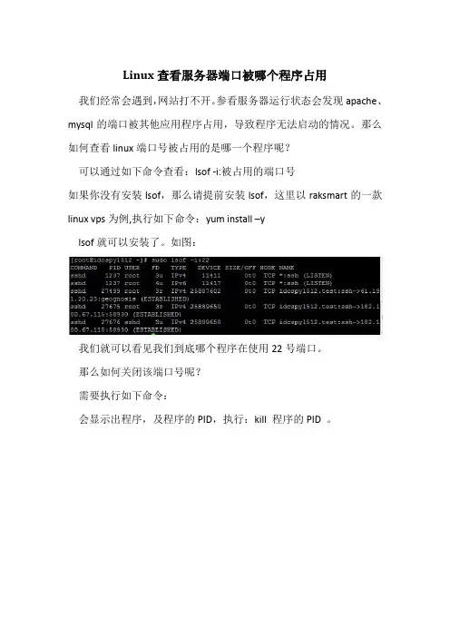 Linux查看服务器端口被哪个程序占用