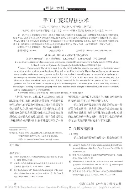 手工自蔓延焊接技术_辛文彤