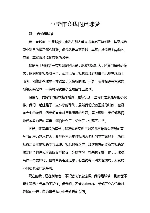 小学作文我的足球梦
