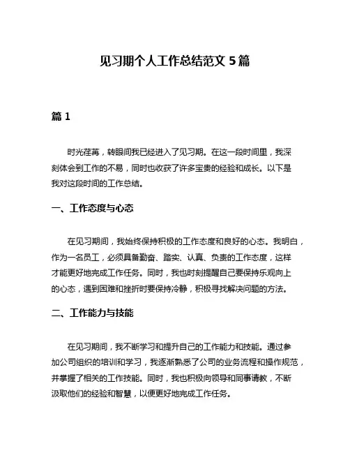 见习期个人工作总结范文5篇