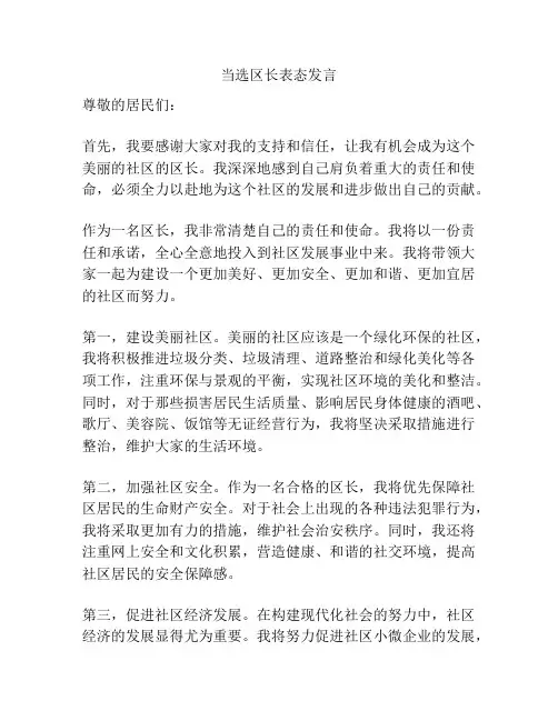 当选区长表态发言