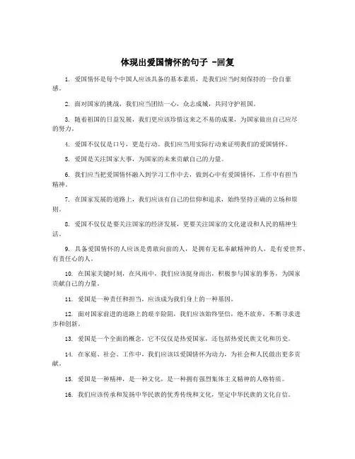 体现出爱国情怀的句子 -回复