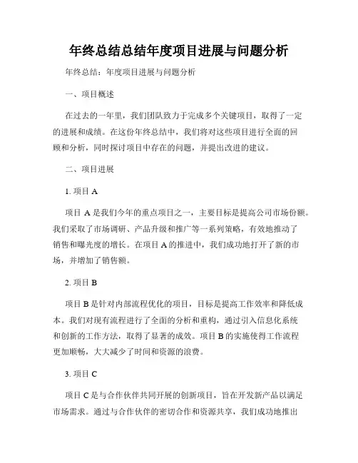 年终总结总结年度项目进展与问题分析