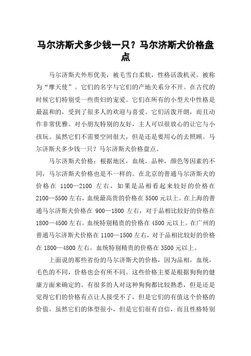 马尔济斯犬多少钱一只？马尔济斯犬价格盘点