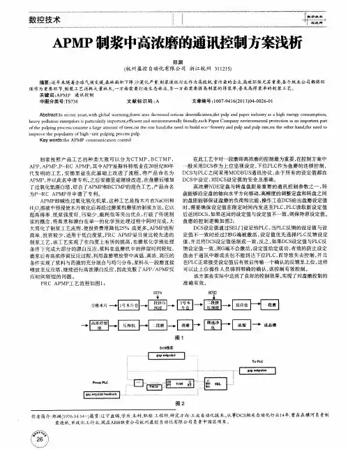 APMP制浆中高浓磨的通讯控制方案浅析