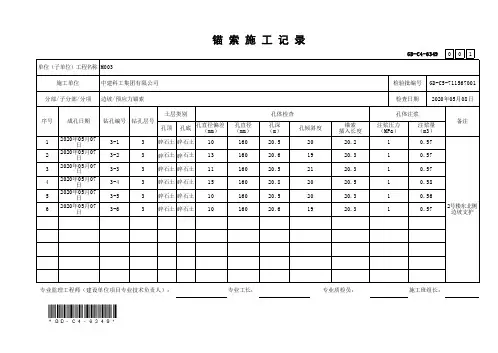 6、锚索施工记录