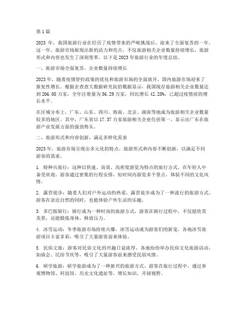 旅游行业年度总结(3篇)