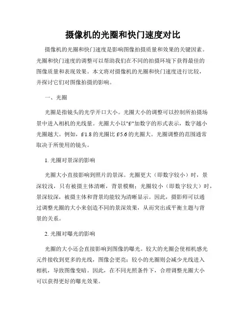 摄像机的光圈和快门速度对比