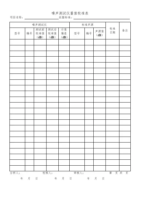 噪声测试仪量值校准表