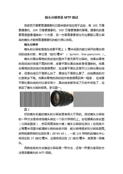 镜头分辨率及MTF测试