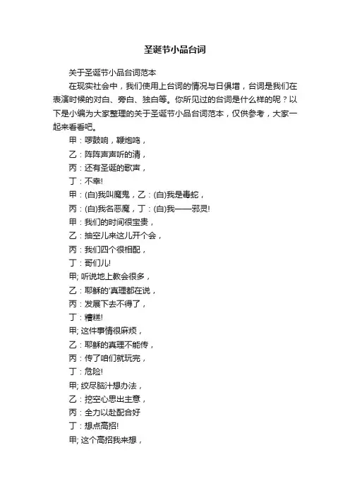 关于圣诞节小品台词范本