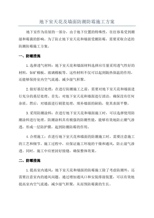 地下室天花及墙面防潮防霉施工方案