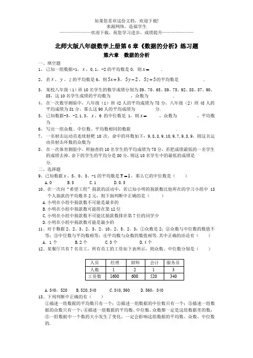 北师大版八年级数学上册第6章《数据的分析》练习题