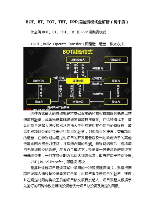 BOT、BT、TOT、TBT、PPP投融资模式全解析（纯干货）