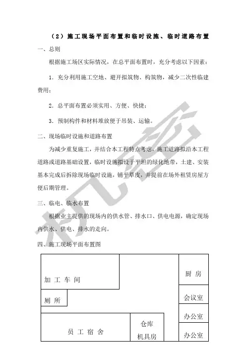 施工现场平面布置和临时设施临时道路布置