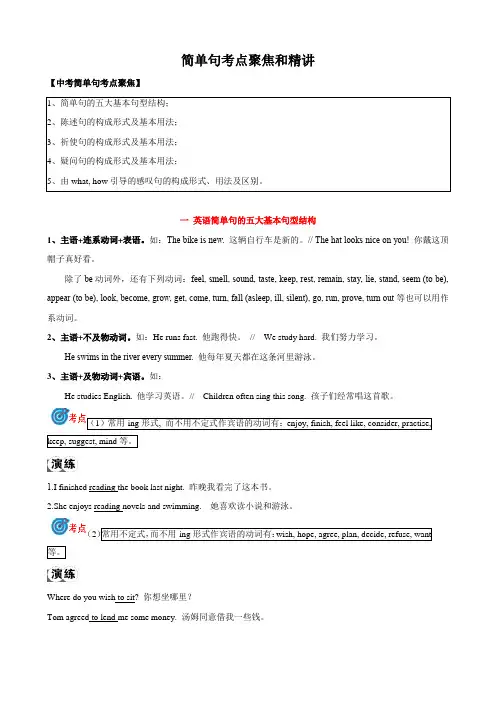 九年级英语_专题13 简单句考点聚焦和精讲(解析版)
