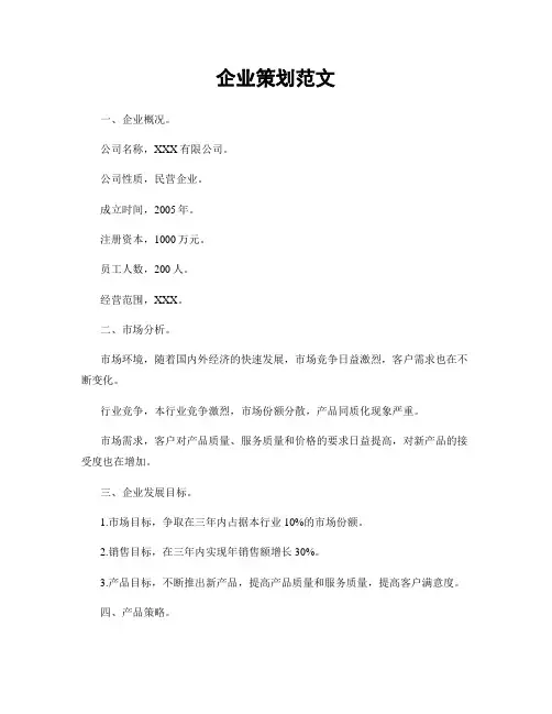 企业策划范文